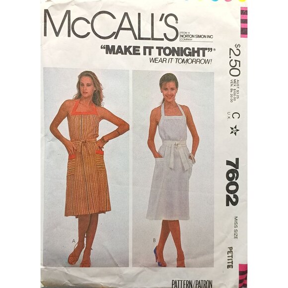 Vintage Misses Petite McCalls 7602 Sewing Pattern for Back-Wrapped Dresses - Picture 1 of 2
